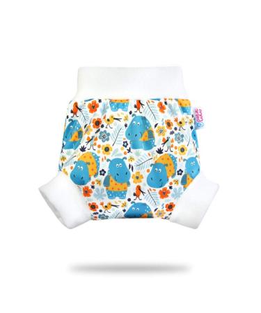 Petit Lulu Pull Up Cloth Nappy Wrap | Size XL | Washable Diaper Wrap | Reusable Cloth Nappies | Made in Europe (Hippos)