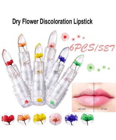 HONGZHUANG 6PCS Double Flower Jelly Discoloration Lipstick Gift Set - Color-changing Lip gloss with pH Control for Long Lasting Protection - Makeup Kit - Buy Online on GoSupps.com