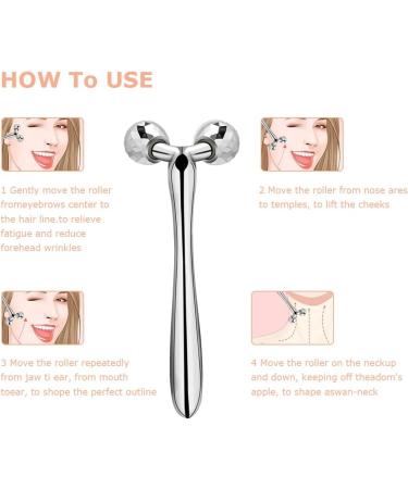 Face Eye Roller Massager - Facial & Body Beauty Roller for Skin Care Wrinkle Reduction & Tightening (Silver Set) - International Shipping Available - Buy Online on GoSupps.com