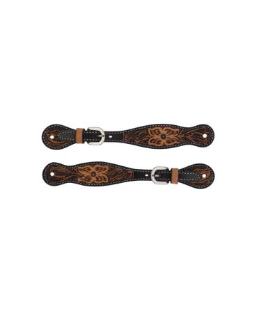 Turquoise Cross Floral Tooled Collection Ladies' Spur Straps