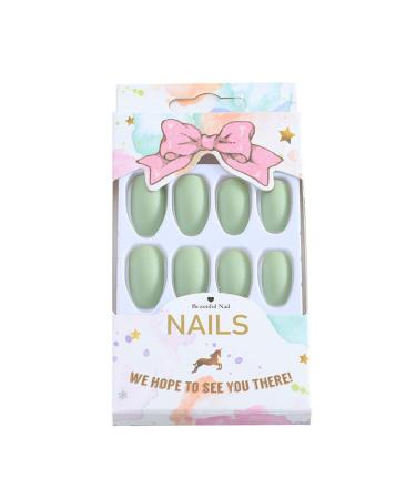 Brishow Green Press On Nails - Matte Ballerina Acrylic Fake Nails | 24 Piece Set for Women & Girls - Glue-On Short Artificial Nails - Buy Online on GoSupps.com