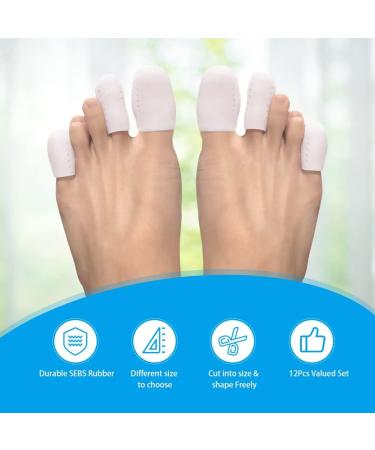 DAILINK Gel Toe Caps - 12 PCS Breathable Toe Protectors Sleeve for Ingrown Toenails, Corns, Blisters - Silicone Toe Covers (S/M/L-12pcs White) - Buy Online on GoSupps.com
