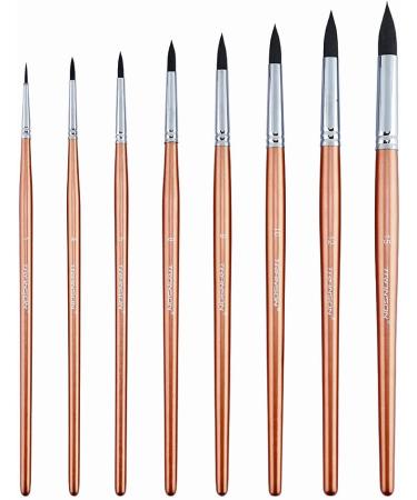 Transon Round Watercolor Detail Brushes Set - 8pcs Goat Hair for Watercolors, Acrylics, Inks - Ideal for Gouache, Oil, and Tempera - Buy Online on GoSupps.com