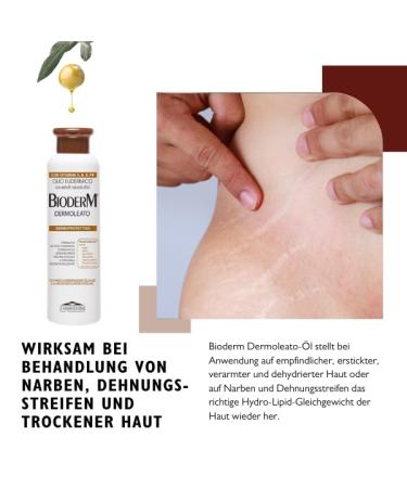 Bioderm Dermoleato Body Massage Oil 250ml - Moisturizing & Revitalizing Oil for Scars Stretch Marks & Dry Skin - Relaxing Massage Solution - Buy Online on GoSupps.com
