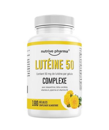 Lut ine 50 mg avec z axanthine b ta-carot ne vitamines A & B2 pip rine | 180 g lules | Sant des yeux & protection contre la lumi re bleue | Sans OGM & sans gluten | par nutrive pharma