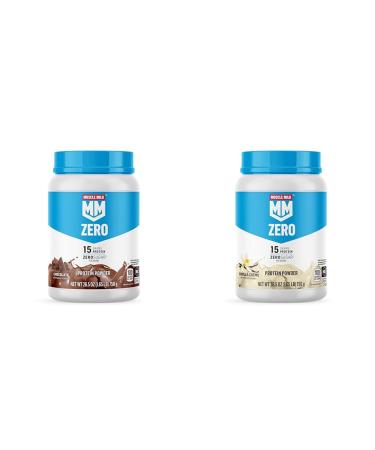 Muscle Milk Zero Protein Powder Chocolate & Vanilla 15g Protein 1.65lb 25 Servings Bundle