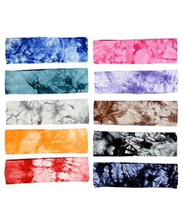 10 Pack Tie Dye Stretch Headbands - Assorted Classic Colors for Teens and Women - Buy Online on GoSupps.com