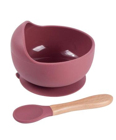 Silicone Suction Bowl & Bamboo Spoon Weaning Set | Baby Feeding Bowls and Spoons | Food Grade Baby Feeding Set | Suction Bowl BPA Free Children Tableware Eating Bowl.