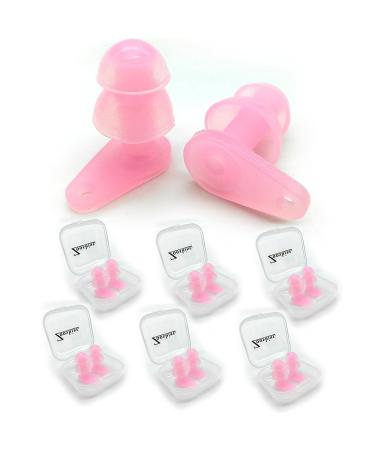 Zooshine 6 Pairs Ear Plugs for Sleeping Washable Silicone Earplugs for Noise Cancelling Noise Reduction Ear Plugs for Sleep Travel Working Studying(Pink)