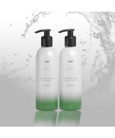 Cel Microstem Natural Hair Thickening Shampoo & Conditioner Set (2 x 8 fl oz)  Stem Cell Anti Thinning Shampoo  Professional Grade Biotin  Sulfate & Paraben Free - Suitable for Men and Women Duo Pack