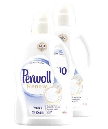 Perwoll Renew Weiß (2x24 wash loads) detergent for white laundry fine detergent strengthens the fibers and improves the color intensity 1.44 l (2 pack)
