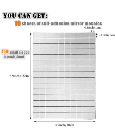 DIY Craft Decoration: AIVS Self-Adhesive Real Glass Mini Square & Round Mirrors Mosaic Tiles/Stickers (10 x 10 mm, 1500 Pieces) - Buy Online on GoSupps.com