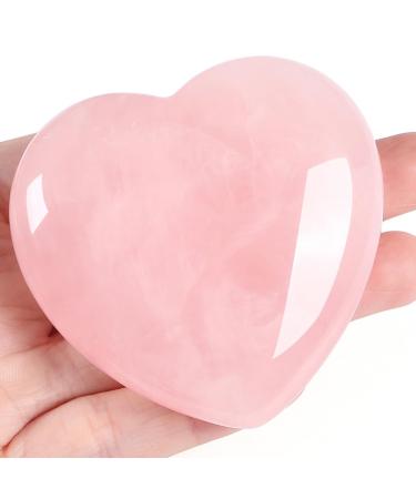 MAIBAOTA 60 mm Rose Quartz Crystals Large Heart Love Stone Healing Crystals Heart Stone for Women Natural Reiki Gemstone Polished Heart Shaped Rocks Meditation