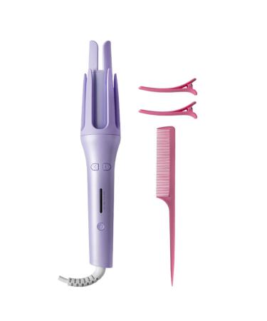 Hair Wand Curling Iron 1.25 Inch Curling Iron Automatic Hair Curler with 4 Temps Fast Heating for Hair Styling Automatic Hair Curler for Long Hair Purple