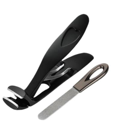 Xvilmaun Angled Nail Clippers Thick Nail Clippers for Men | Large Nail Cutter with Angled Head | Anti Splash Fingernail Clippers Wide Mouth Nail Clippers Nail Trimmers Black Suit