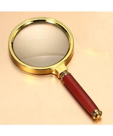 70mm 10X Handheld Magnifying Glass Shatterproof Reading Magnifier Real Glass Magnifying Lens with Imitation Mahogany Handle for Science Reading Book Inspection - Buy Online on GoSupps.com