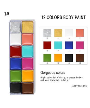 Colorful Body Oil Cosmetics for Halloween, Fancy Dress, Carnival - 12 Temporary Tattoo Paints - Buy Online on GoSupps.com