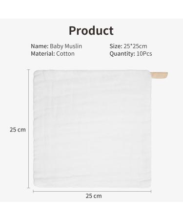 HBselect 10 Soft Bamboo Baby Washcloths - High-Quality Towels with Hanging Rope - 25x25 cm - Perfect for Gentle Baby Care - Buy Online on GoSupps.com