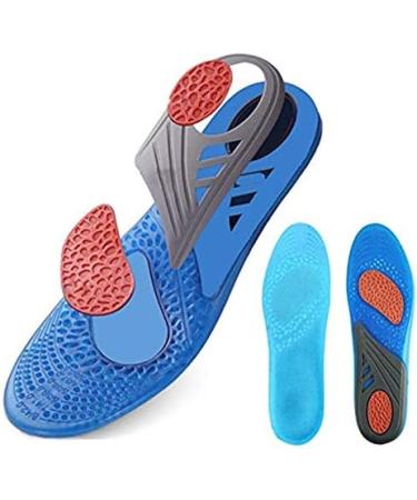 Comfort Gel Shoe Insoles for Long-Time Walking and Standing - All-Day Shock Absorption and Cushioning - Light Blue - US Men 3-9 & Women 4.5-11 - Buy Online on GoSupps.com