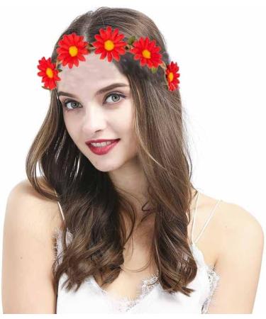 KEHAWK 10PCS Sunflower Headbands Multicolor Daisy Flower Crown for Women - Adjustable Elastic Ribbon for Festival Wedding Party - Buy Online on GoSupps.com