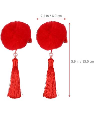FRCOLOR 12 Pairs Tassel Hair Ball Hair Clip Hair Barrettes for Thick Hair Hanfu Hair Accessories for Kids Baby Hair Clips Metal Hair Clips Princess Artificial Fur Red Girl Child Issue Card - Buy Online on GoSupps.com