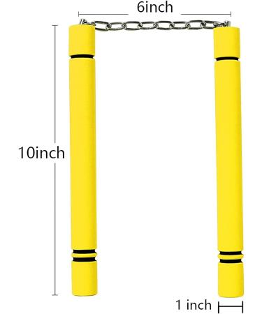 Steel Chain Safe Foam Rubber Training Nunchakus for Kids & Beginners | Martial Arts Set - 2 Pcs Black+Yellow - Buy Online on GoSupps.com