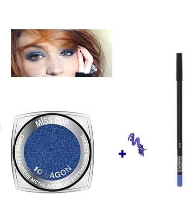 Kit 1 Metal Cream Eyeshadow 10 Lagoon Blue + 1 Blue Pencil (2 Products) - Buy Online on GoSupps.com