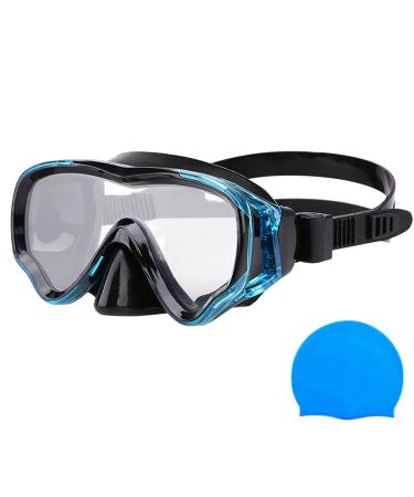 Berallo Kids Snorkel Gear Diving Mask Anti-Fog and Anti-Leak Swimming Goggles Snorkeling Glasses Waterproof Durable Tempered Glass Mask for Children 5 - 12 Age Blue