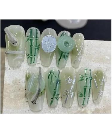 10 Piece Set of Handmade Wearable Nails Fake Nails Ballet Dance Long Press Nail Art Patches(Color:3 Size:S) - Buy Online on GoSupps.com