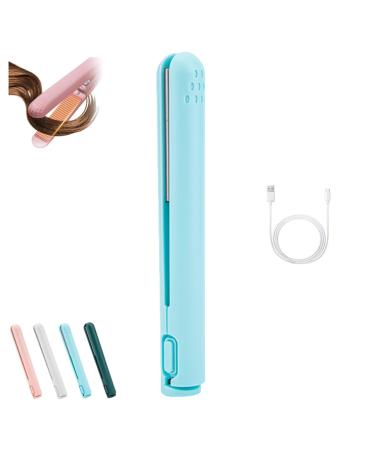 Mini Dual-Purpose Curling Iron Ceramic Mini Hair Curler Portable Mini Curling Iron Travel USB Rechargeable Curling Wand Mini Dual-Purpose Curling Iron for Short Hair (Blue)