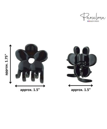 Parcelona French Belle Fleur Small 1 1/2 Celluloid Hair Claw - No Slip Grip, Strong Hold, Made in France (Solid Black) - Buy Online on GoSupps.com