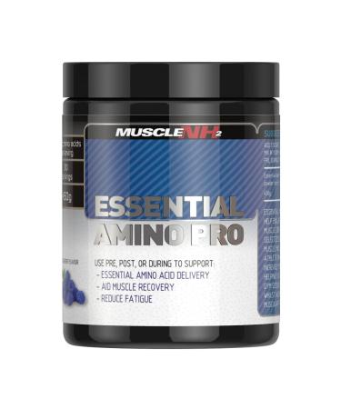 MuscleNh2 Essential Amino Pro Branch Chain Amino Acid Powder BCAA EAA Helps Build Lean Muscle and Speed Up Recovery Blue Raspberry Flavour 450g 30 Servings (Pack of 1) Blue Raspberry 450g