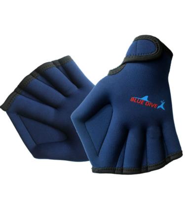 EXCEREY 1 Pair Swimming Webbed Gloves Training Gloves Aquatic Fitness Paddles Water Resistance Diving Hand Web for Men, Women, Scuba Diving, Snorkeling, Spear Fishing blue