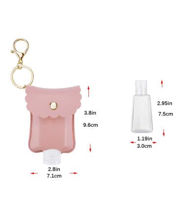 XUANCAOMAO 4 Sets 30ML Leather Travel Bottle Keychain Holder - Portable Empty Leakproof Squeeze Bottles for Hand Sanitizer - 4 Colors - Buy Online on GoSupps.com