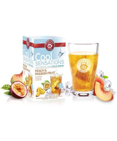 Teekanne Peach & Passion Fruit Cold Brew Tea Infusion Ice Cool Sensations All Natural Real Fruit with Apple Rosehip Hibiscus 18 Teabags - Buy Online on GoSupps.com