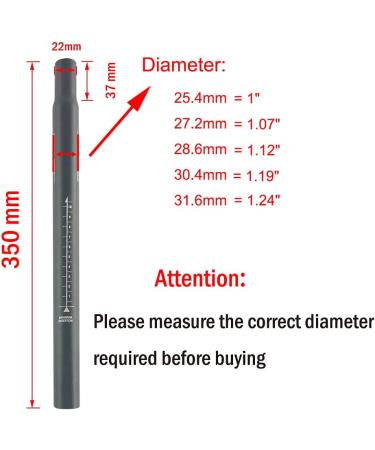Simida Bike Seat Post 350mm | Aluminum Alloy | 25.4/27.2/28.6/30.4/31.6 | BMX Road Mountain Bicycle Seatpost - Black - Buy Online on GoSupps.com