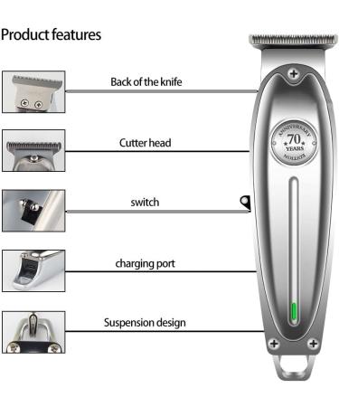 Hair Clippers Hair Cutting Tool Professional Hair Clipper Men's Trimmer Rechargeable Beard Electric Hair Clipper Full Metal Barber Hair Clipper (Color : Silver) - Buy Online on GoSupps.com