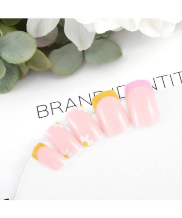 Sethexy Short Square False Nails - 24Pcs French Press on Acrylic Nails for Women & Girls - Floral Design - Buy Online on GoSupps.com