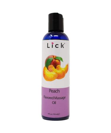 Peach Flavored Massage Oil for Couples – Edible Massaging Lotion with Vitamin E and Sweet Almond and Coconut Oil is Non Sticky and Gentle on Skin – Natural, Relaxing and Vegan (4 oz)