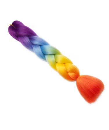 Colorful Jumbo Braiding Hair Extensions - 4 Tone Ombre Synthetic Braid - 60cm Purple to Blue to Yellow to Orange - Buy Online on GoSupps.com