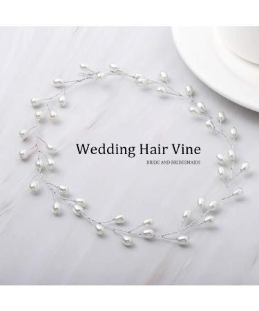 Catery Pearl Hair Vine Braid Headpiece - Bridal Hair Accessory in Sliver - Buy Online on GoSupps.com