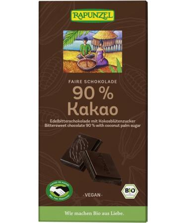  Rapunzel Rapunzel Organic Bitter Chocolate 90% Cocoa with Coconut Blossom Sugar (2 x 80 g) - Buy Online on GoSupps.com