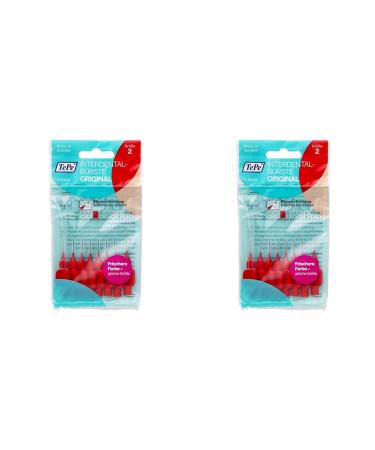 Tepe interdental brush red ISO size 2 (0.5 mm) / for simple and thorough cleaning of the interdental spaces / 1 x 8 interdental brushes (pack with 2)