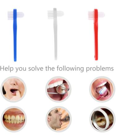 Healeved Denture Brush Dual Head 3pcs - Small Hard Denture Cleaner Toothbrush for False Teeth - Denture Care Tool - Buy Online on GoSupps.com