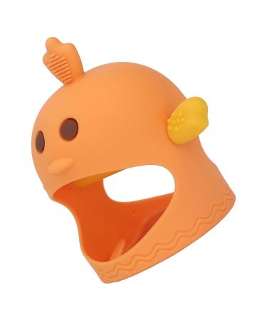 Silicone Baby At Ring Pacifier | Soothing 2-Stem Training Toy for Day & Night - Orange - Buy Online on GoSupps.com