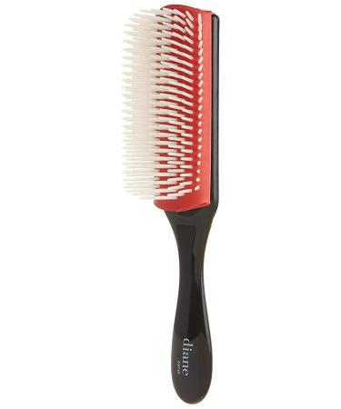 Diane 9-Row Professional Styling Brush - Nylon Pins for Thick or Curly Hair - Ideal for Wet Hair, Conditioning, and Blowdrying - Black & Red - 1 Count - Buy Online on GoSupps.com