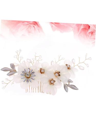 Ipetboom Pearl Side Hair Comb Rhinestone Barrettes Floral Hair Accessories Pearl Hair Clip Bridal Headpiece Metal Hair Barrettes Tiara Bridal Hair Accessories Wedding Bride Comb - Buy Online on GoSupps.com