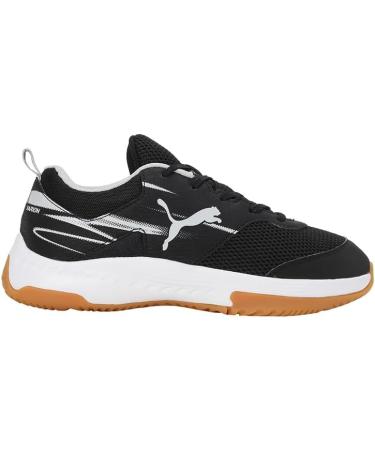 PUMA Unisex Kinder Varion Li Jr Indoor Court Shoe - 34 EU Black Cool Light Gray Yellow Blaze Gum | International Shipping Available - Buy Online on GoSupps.com