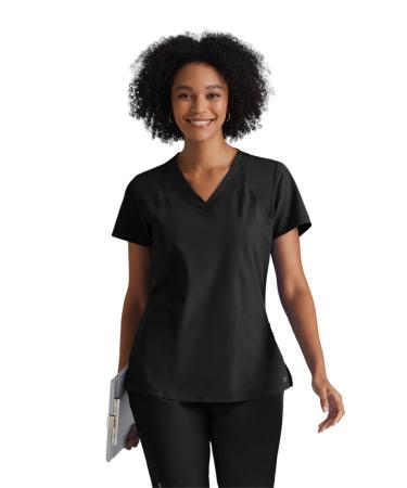 BARCO One 5105 Women's 4-Pocket V-Neck Top Large Black