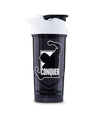 Shieldmixer Hero Pro Classic Shaker Conquer - BPA-free - Gym Accessories - Protein Shaker - Fitness Drinking Bottle - Black - 700ml
